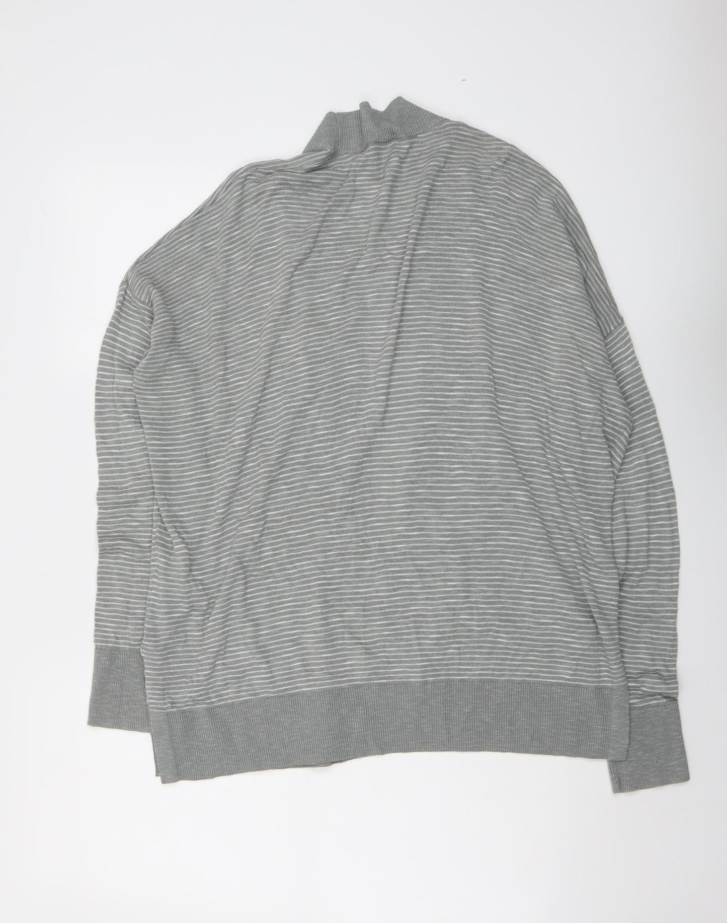 Gap Womens Grey V-Neck Striped Cotton Cardigan Jumper Size M