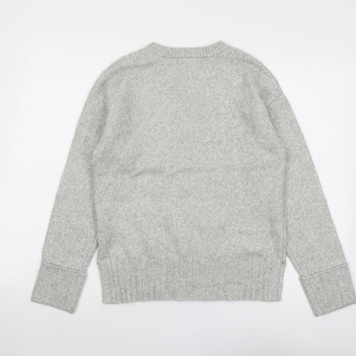 Marks and Spencer Womens Grey Round Neck Polyester Pullover Jumper Size S