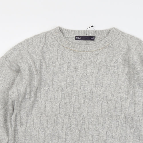 Marks and Spencer Womens Grey Round Neck Polyester Pullover Jumper Size S