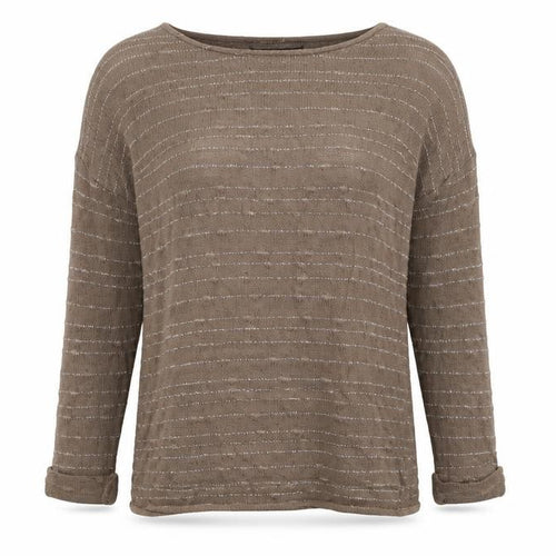 Dorothy Perkins Womens Brown Round Neck Striped Cotton Pullover Jumper Size 6