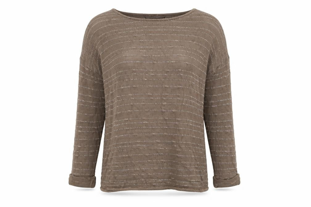 Dorothy Perkins Womens Brown Round Neck Striped Cotton Pullover Jumper Size 6