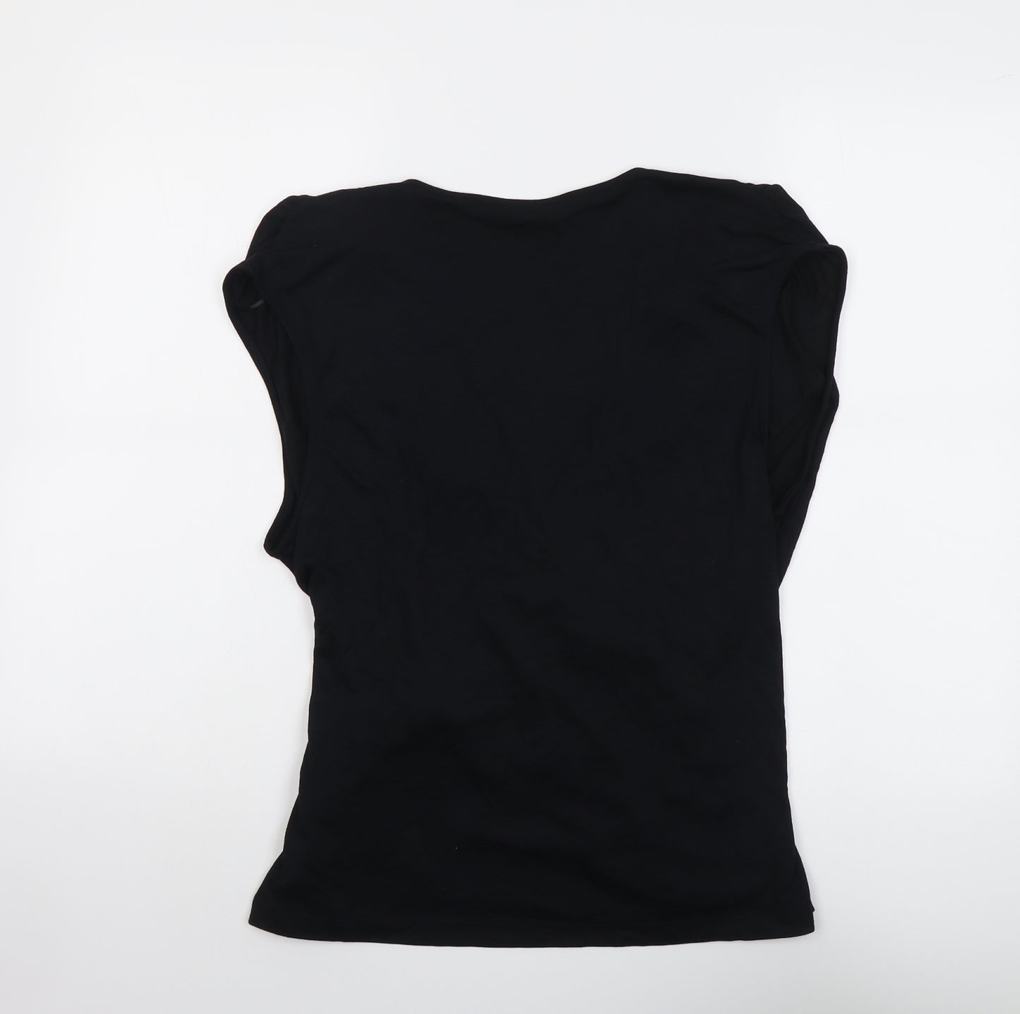 Marks and Spencer Womens Black Modal Basic Blouse Size 20 V-Neck - Wrap Front Detail