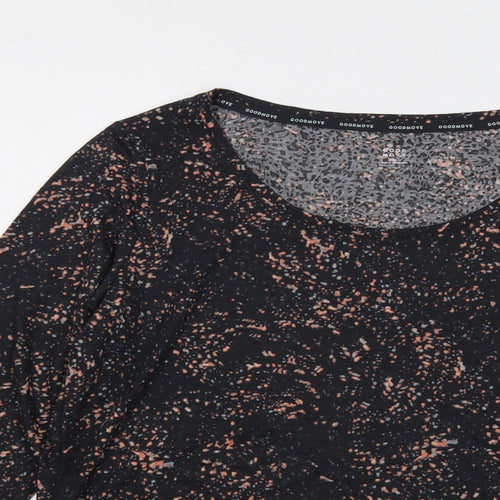 Marks and Spencer Womens Black Geometric Polyester Pullover T-Shirt Size 18 Scoop Neck Pullover - Ruched Detail