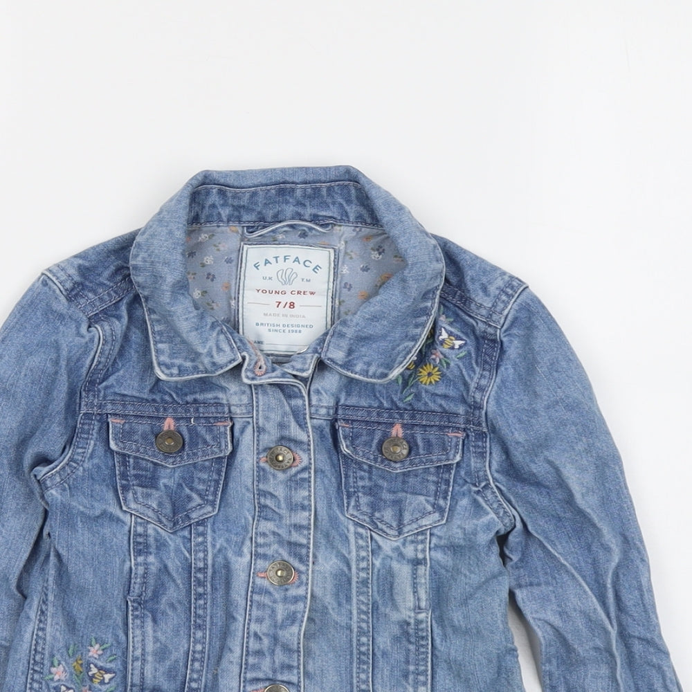 Fat Face Girls Blue Jacket Size 7-8 Years Button
