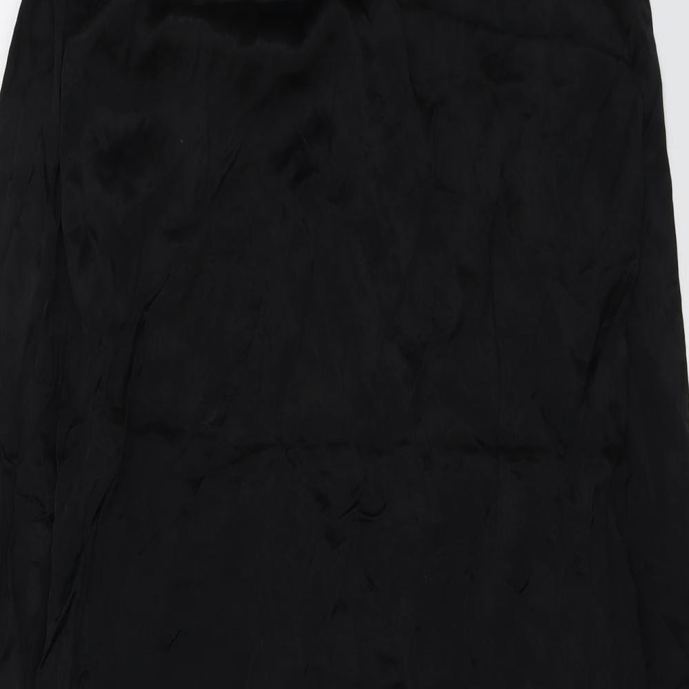 Zara Womens Black Viscose Shirt Dress Size L Collared Button