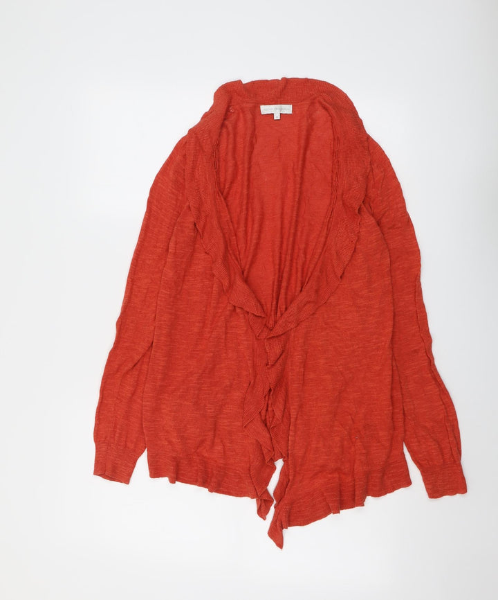 RJR.John Rocha Womens Red V-Neck Cotton Cardigan Jumper Size 14