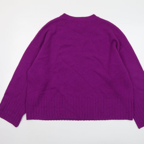 Autograph Womens Purple Round Neck Wool Pullover Jumper Size 20