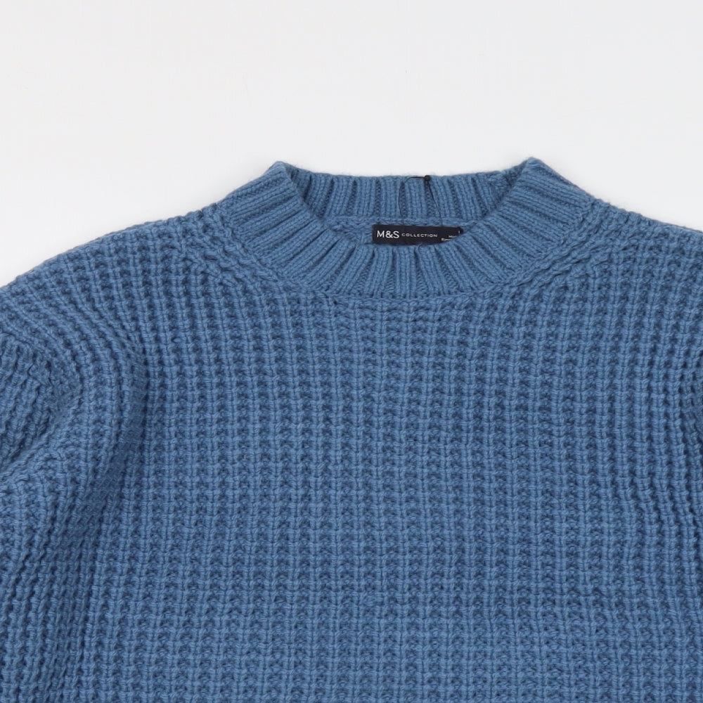 Marks and Spencer Womens Blue Round Neck Acrylic Pullover Jumper Size M
