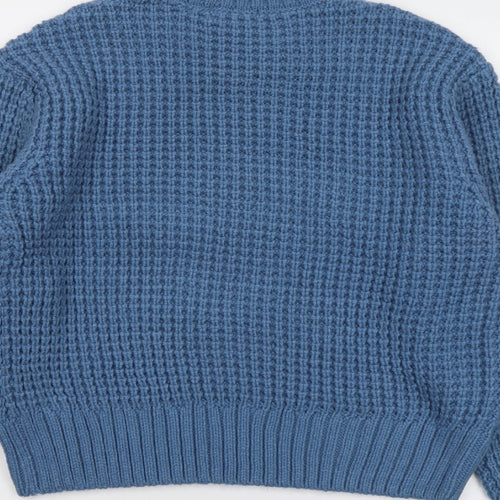Marks and Spencer Womens Blue Round Neck Acrylic Pullover Jumper Size M