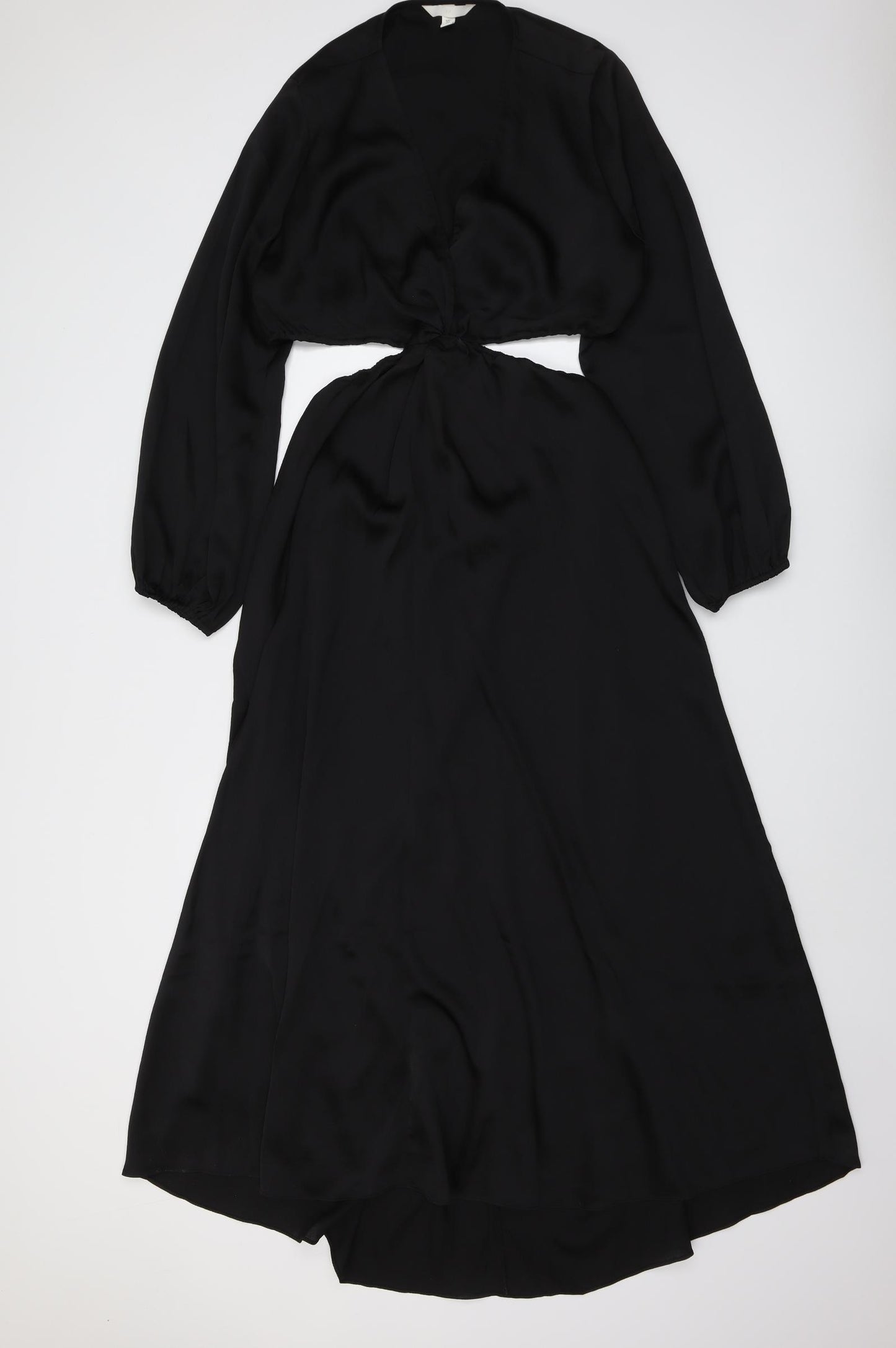 H&M Womens Black Polyester Maxi Size L V-Neck Pullover