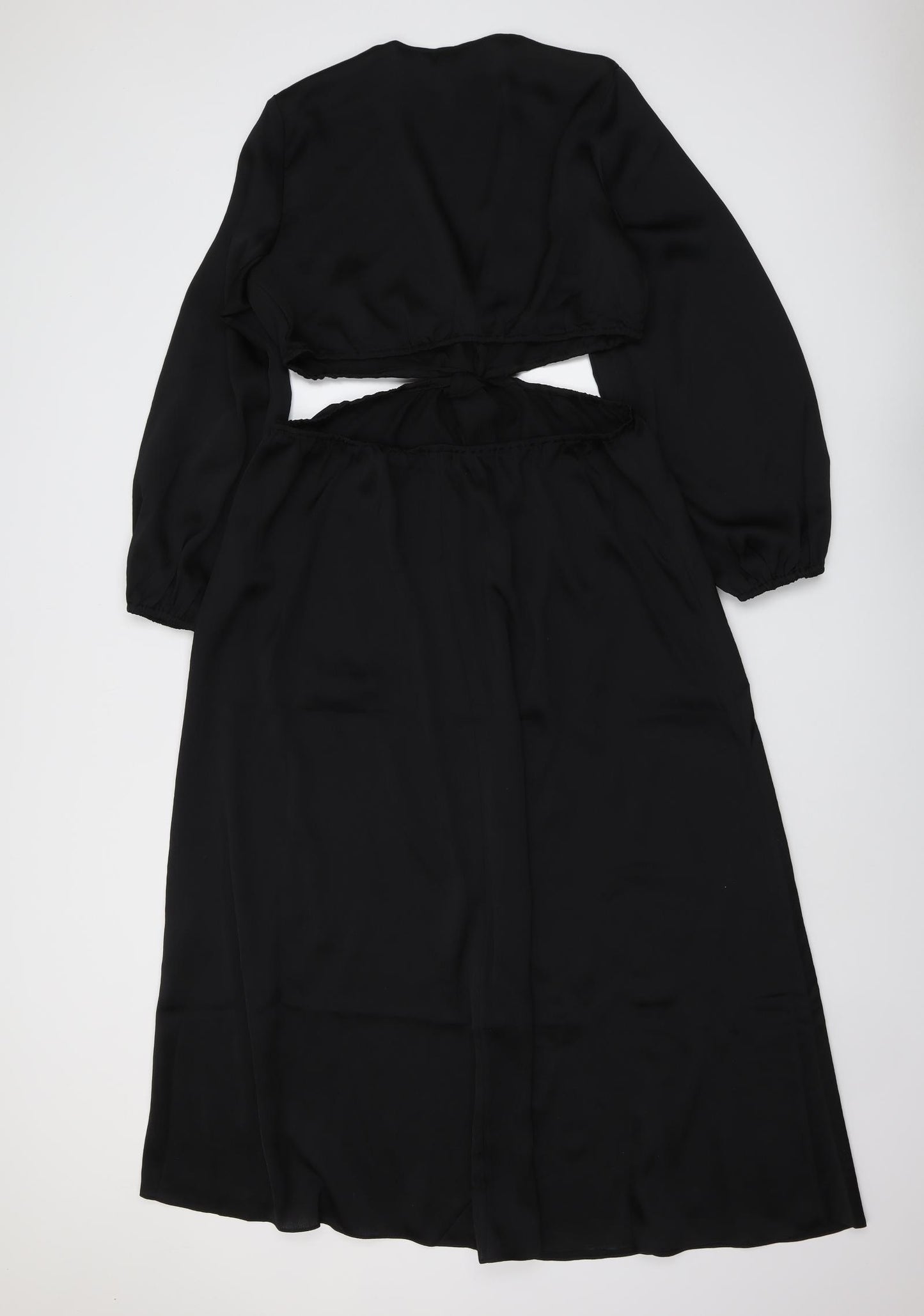 H&M Womens Black Polyester Maxi Size L V-Neck Pullover