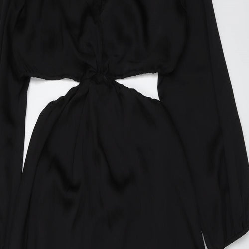 H&M Womens Black Polyester Maxi Size L V-Neck Pullover
