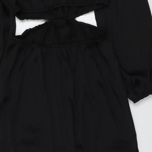 H&M Womens Black Polyester Maxi Size L V-Neck Pullover