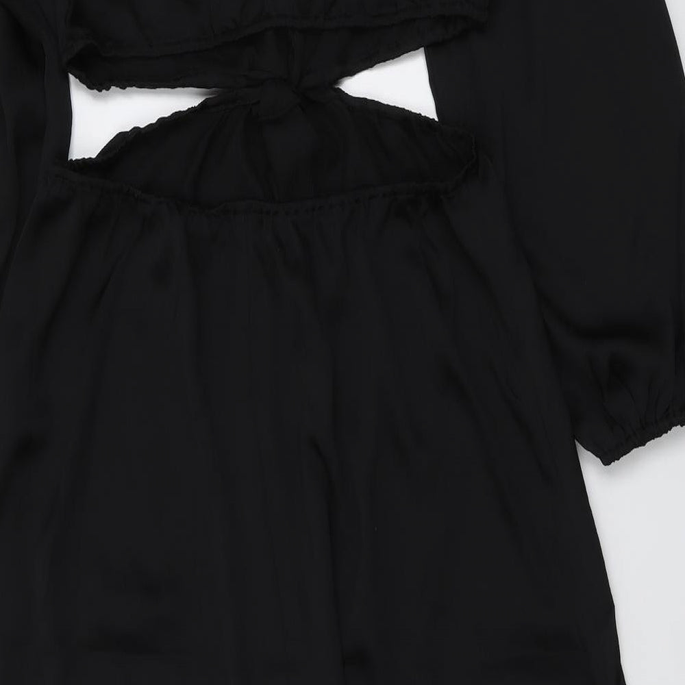 H&M Womens Black Polyester Maxi Size L V-Neck Pullover