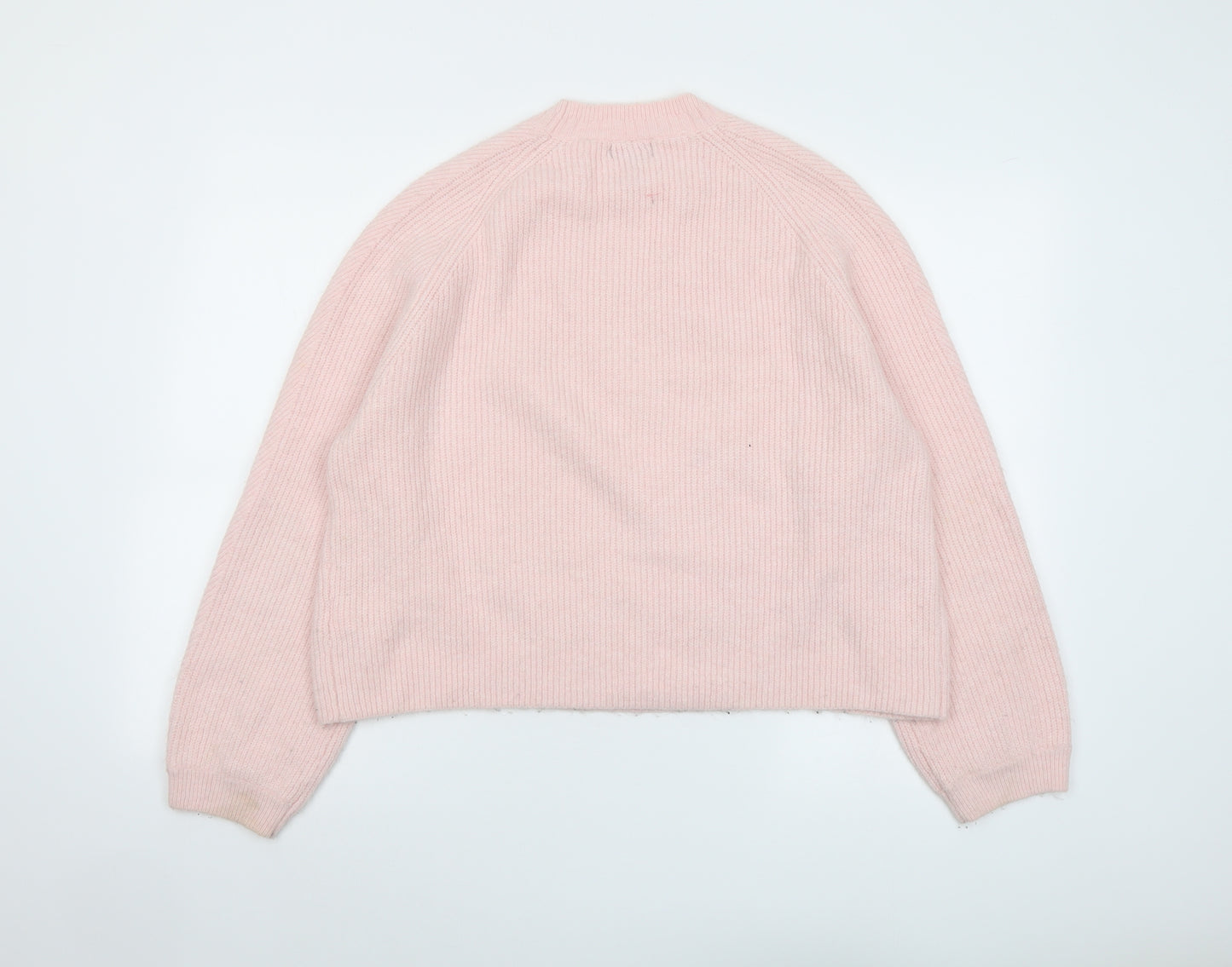 Topshop Womens Pink Round Neck Acrylic Pullover Jumper Size 12