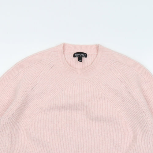 Topshop Womens Pink Round Neck Acrylic Pullover Jumper Size 12