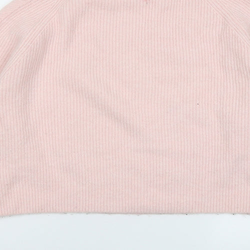 Topshop Womens Pink Round Neck Acrylic Pullover Jumper Size 12