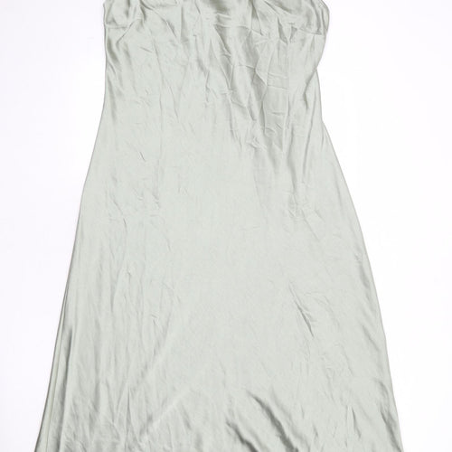 NEXT Womens Green Polyester Slip Dress Size 18 V-Neck Tie