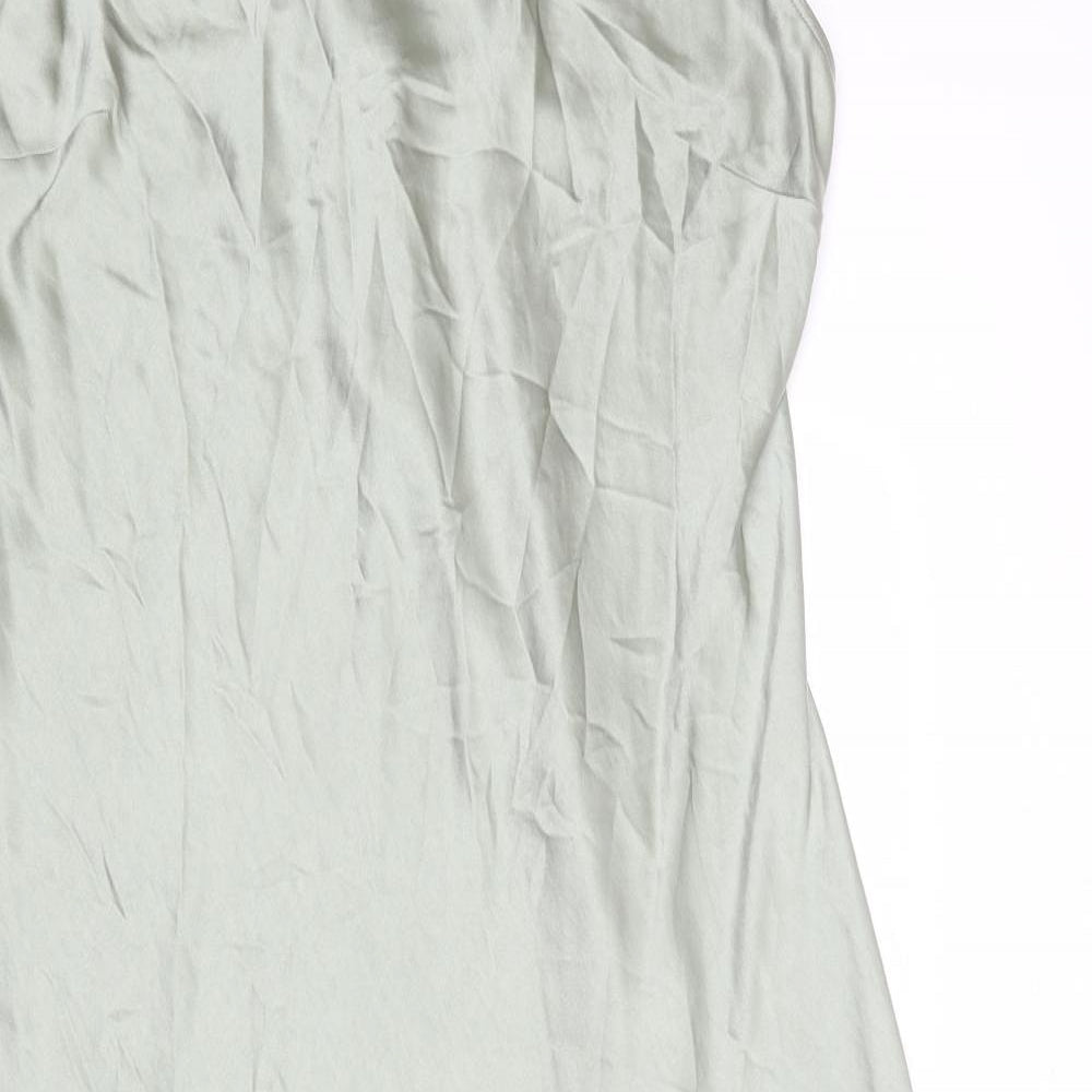 NEXT Womens Green Polyester Slip Dress Size 18 V-Neck Tie