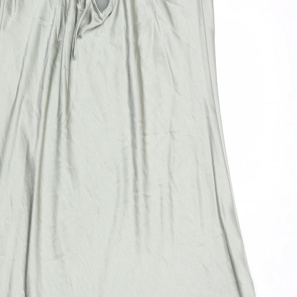 NEXT Womens Green Polyester Slip Dress Size 18 V-Neck Tie