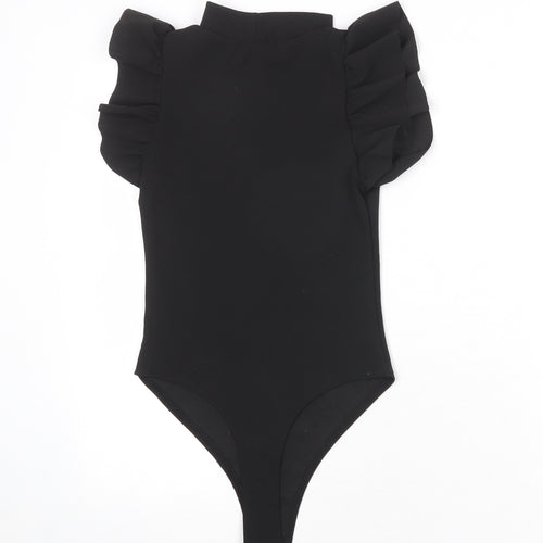 I SAW IT FIRST Womens Black Polyester Bodysuit One-Piece Size 6 Snap
