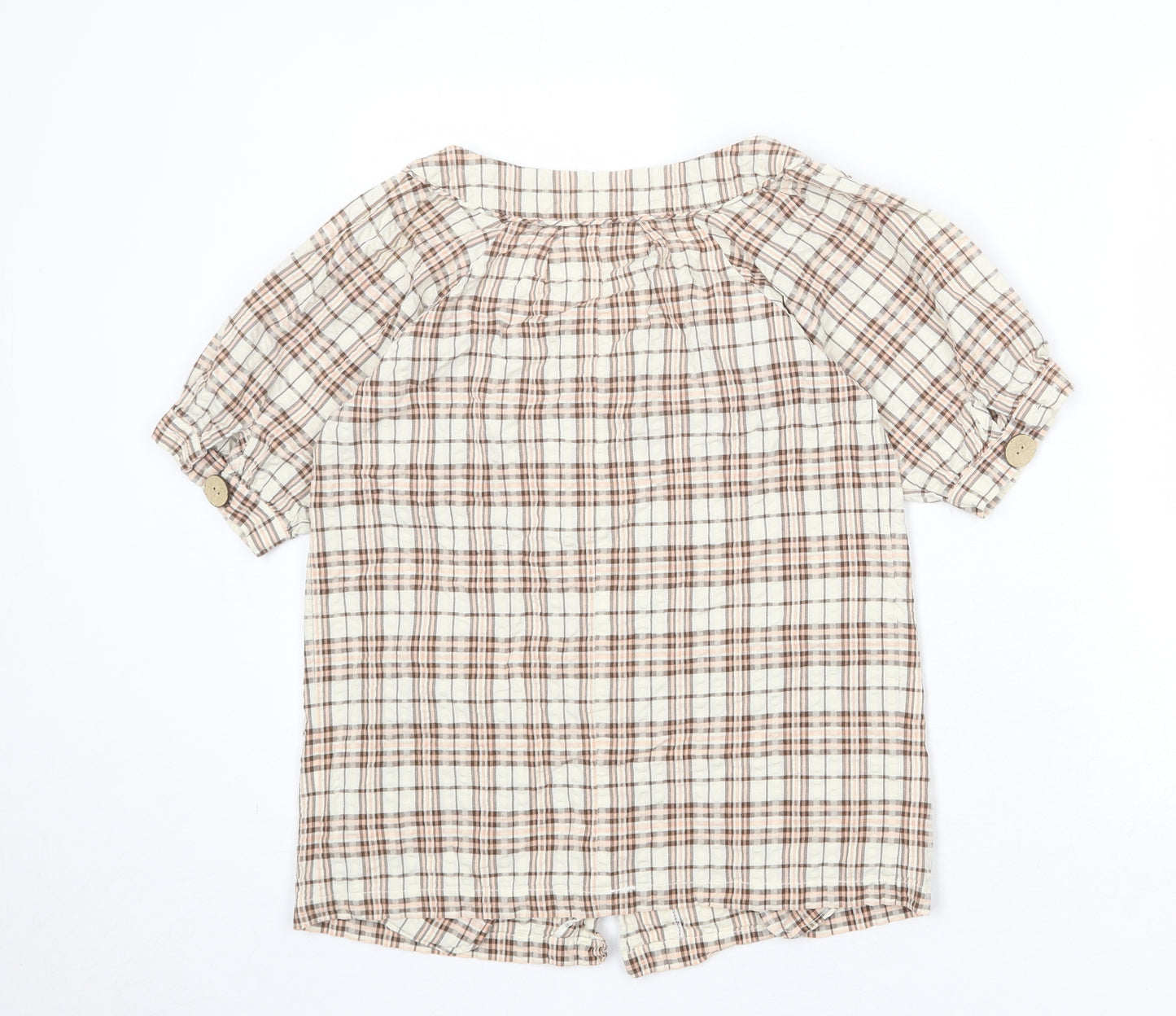 Portebelle Rose Womens Multicoloured Plaid 100% Cotton Basic Button-Up Size 8 Boat Neck