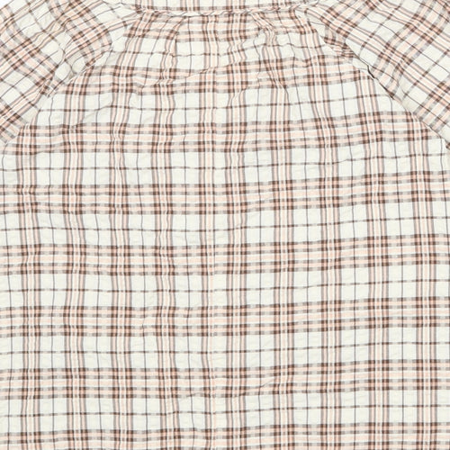 Portebelle Rose Womens Multicoloured Plaid 100% Cotton Basic Button-Up Size 8 Boat Neck