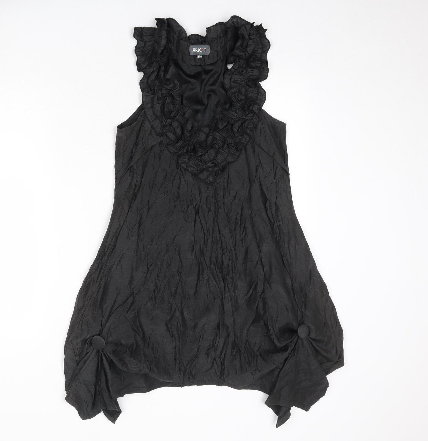 Apricot Womens Black Polyester Trapeze & Swing Size S V-Neck Pullover - Size S-M