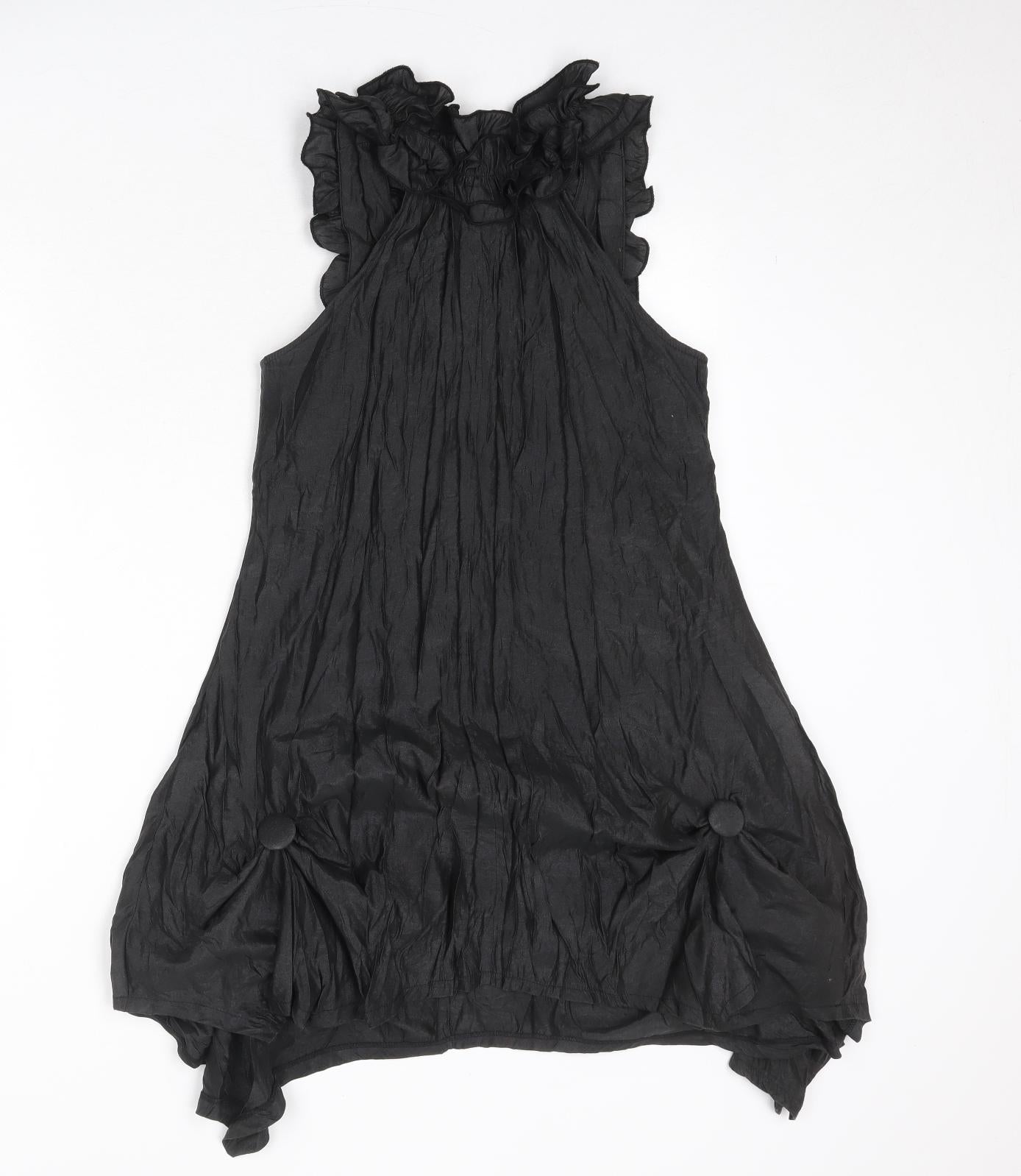 Apricot Womens Black Polyester Trapeze & Swing Size S V-Neck Pullover - Size S-M