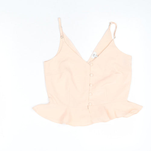 River Island Womens Pink Polyester Camisole Tank Size 6 V-Neck - Peplum