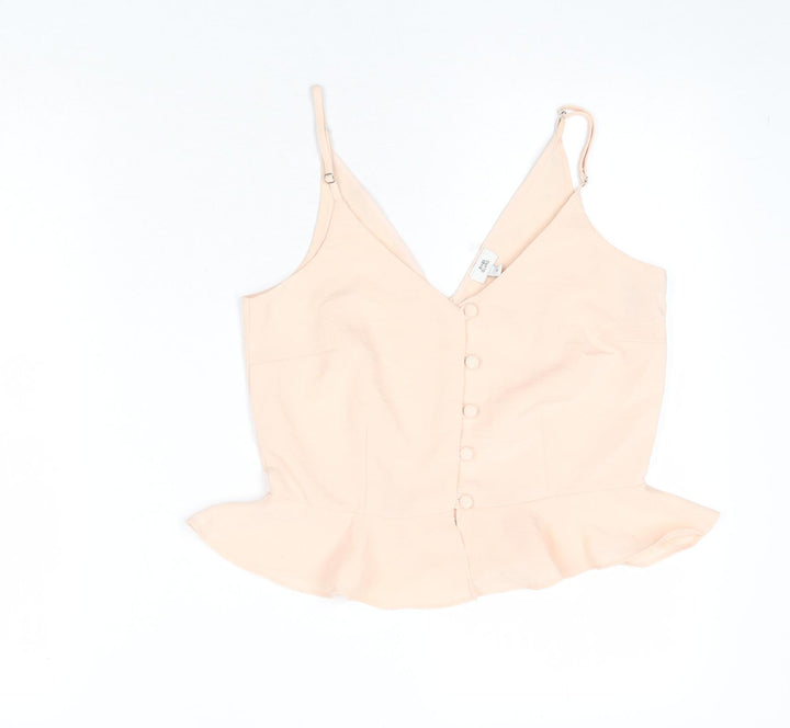 River Island Womens Pink Polyester Camisole Tank Size 6 V-Neck - Peplum