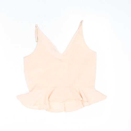 River Island Womens Pink Polyester Camisole Tank Size 6 V-Neck - Peplum