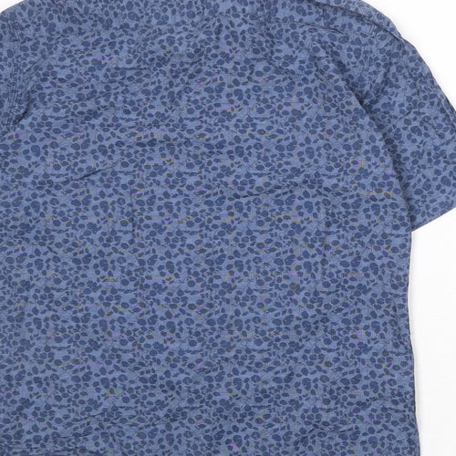 ONLY & SONS Mens Blue Geometric Cotton Button-Up Size XL Collared Button