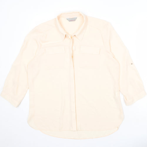 Dorothy Perkins Womens Pink Polyester Basic Button-Up Size 14 Collared