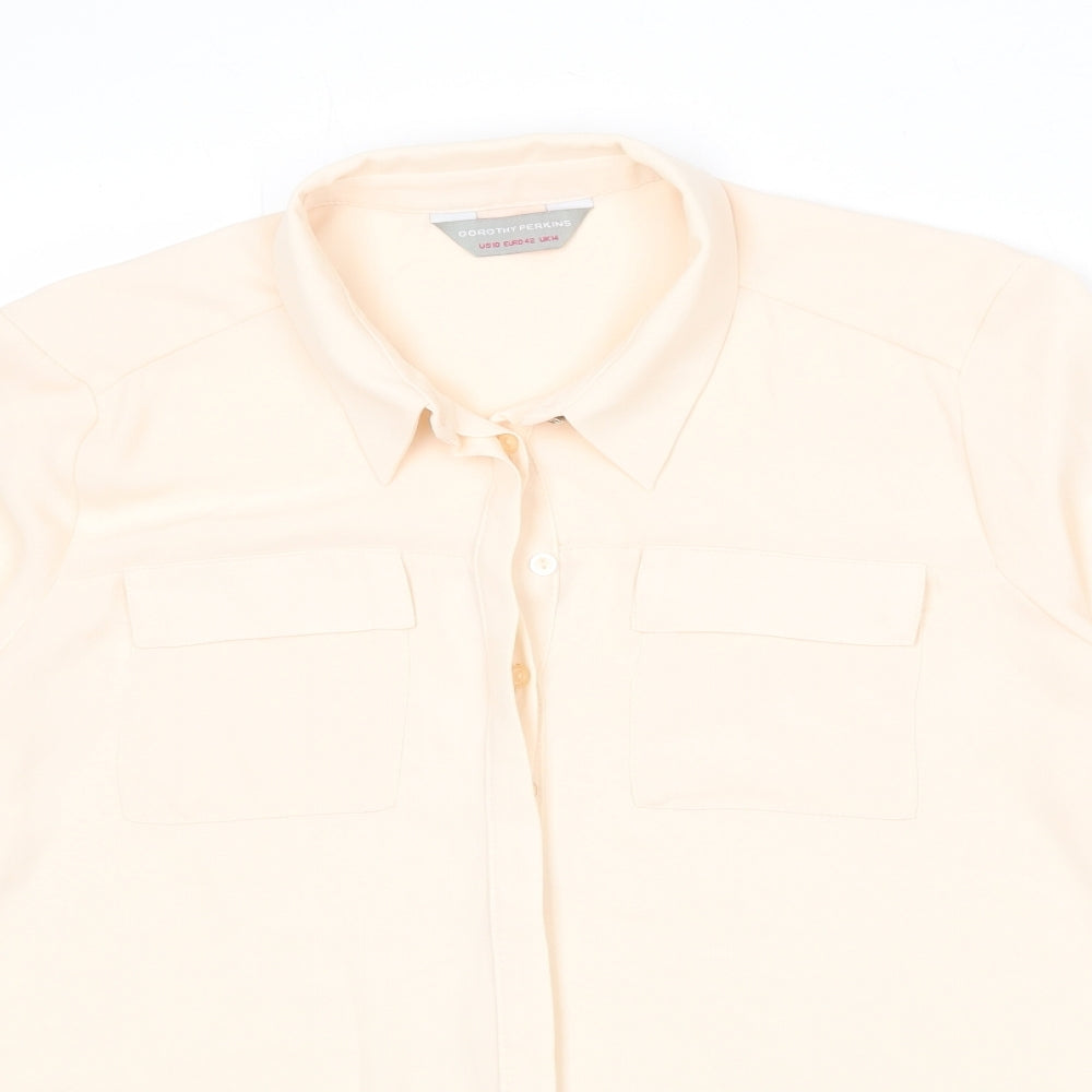 Dorothy Perkins Womens Pink Polyester Basic Button-Up Size 14 Collared