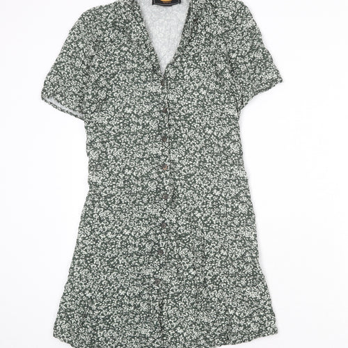 Urban Outfitters Womens Green Floral Viscose Sheath Size XS Collared Button