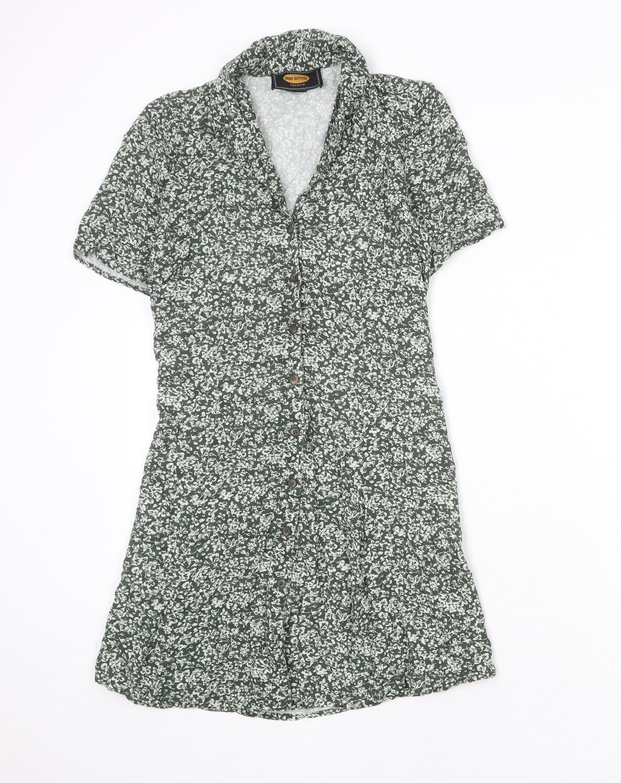 Urban Outfitters Womens Green Floral Viscose Sheath Size XS Collared Button