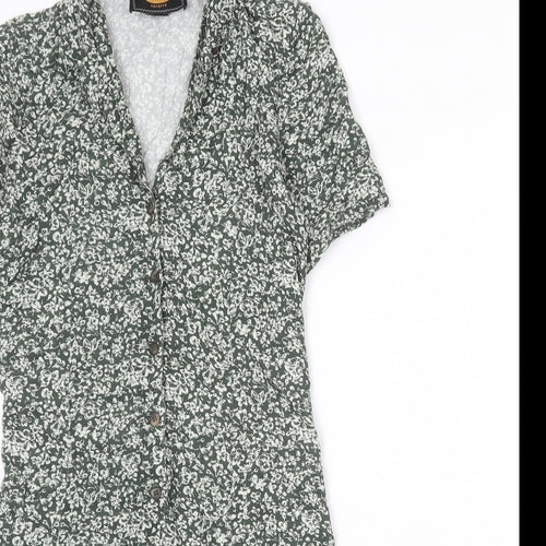 Urban Outfitters Womens Green Floral Viscose Sheath Size XS Collared Button
