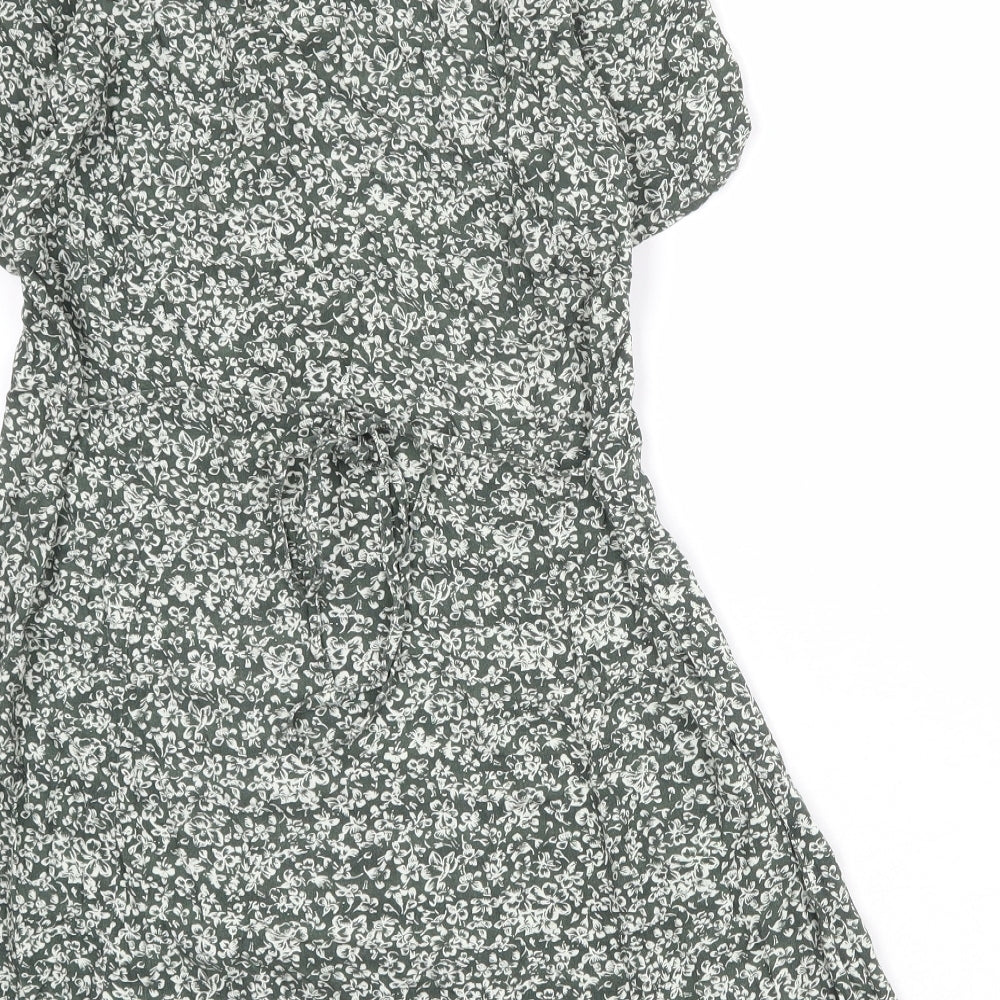 Urban Outfitters Womens Green Floral Viscose Sheath Size XS Collared Button