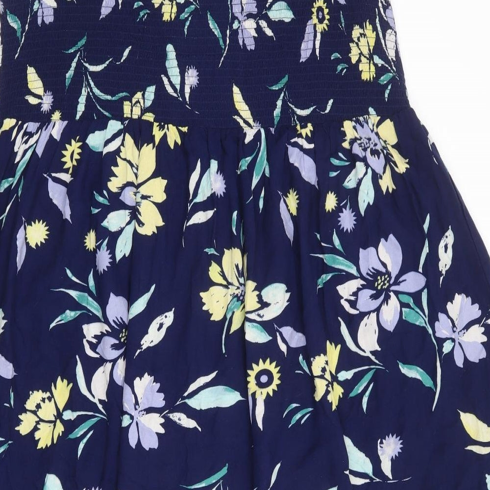 Bonmarché Womens Blue Floral Viscose Trapeze & Swing Size 22 Round Neck Pullover