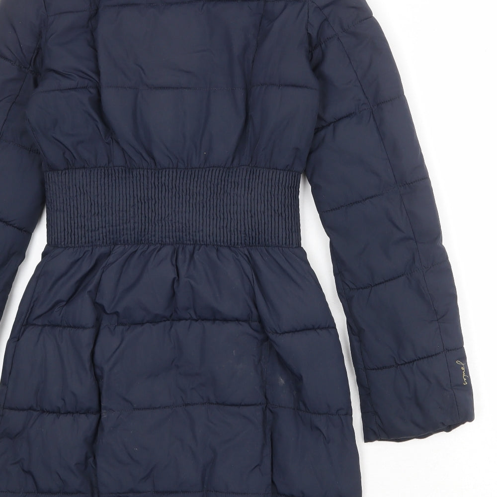 Joules Womens Blue Quilted Coat Size 8 Zip