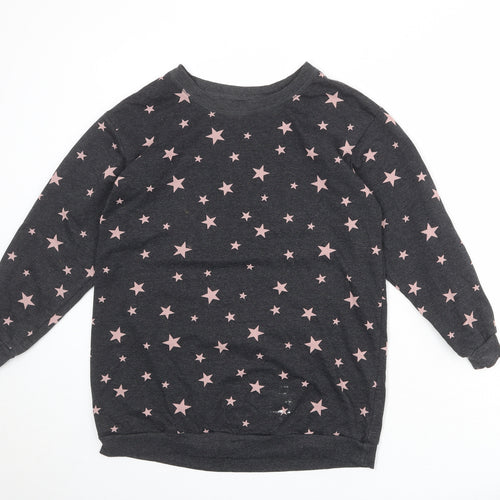 H&M Womens Grey Geometric Cotton Pullover Sweatshirt Size S Pullover - Star pattern