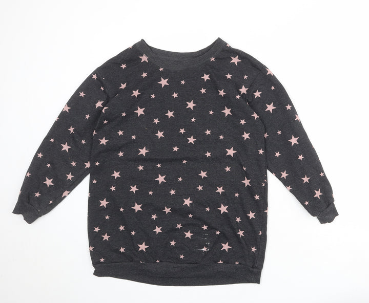 H&M Womens Grey Geometric Cotton Pullover Sweatshirt Size S Pullover - Star pattern