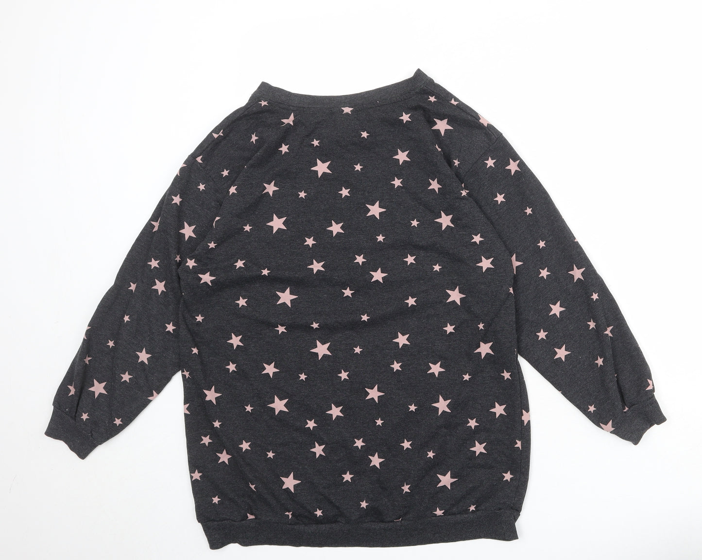 H&M Womens Grey Geometric Cotton Pullover Sweatshirt Size S Pullover - Star pattern