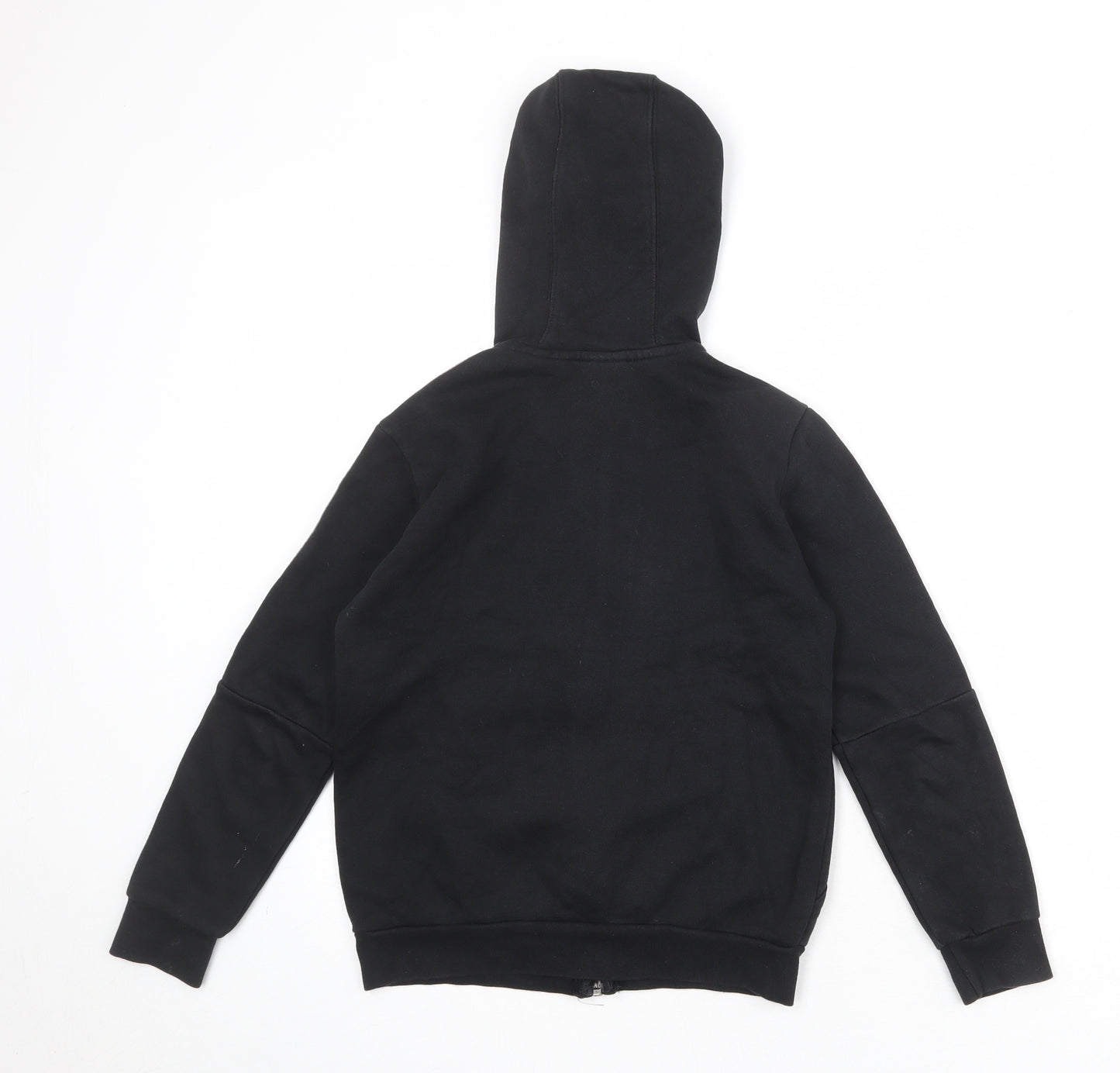 adidas Boys Black Cotton Full Zip Hoodie Size 9-10 Years Zip