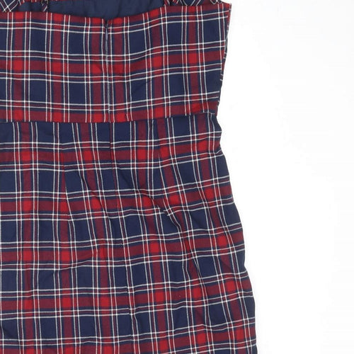 FOREVER 21 Womens Multicoloured Plaid Polyester Slip Dress Size L Square Neck Zip