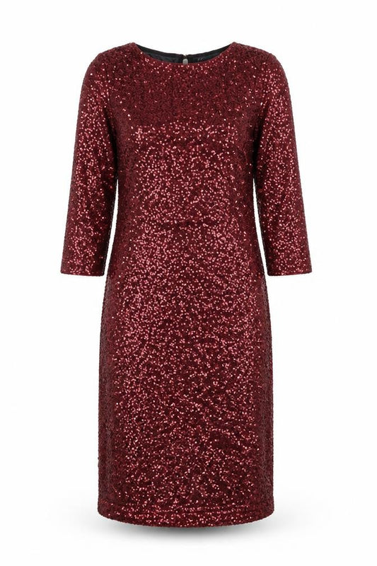 Front view of Oasis women’s red polyester a-line, size M, round neck zip
