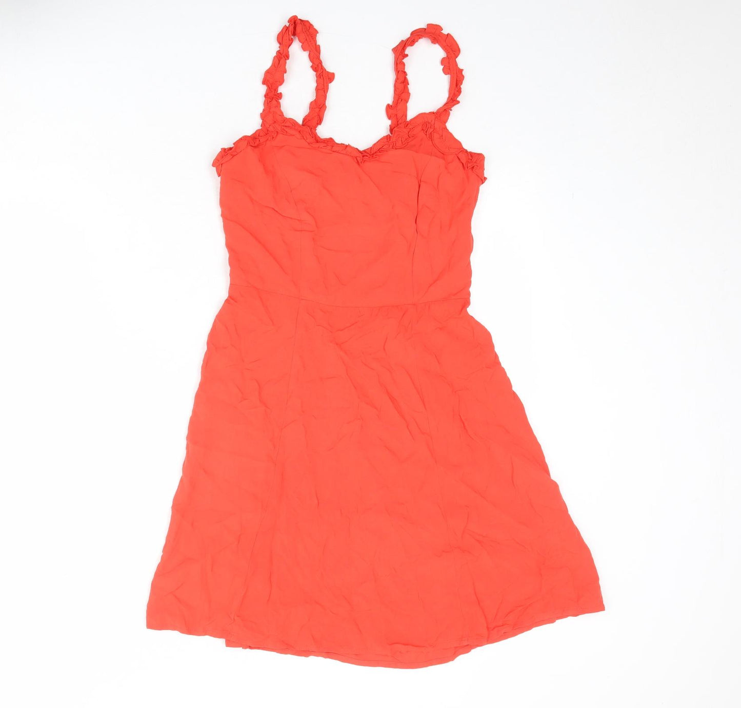 New Look Womens Red Viscose Slip Dress Size 8 V-Neck Pullover