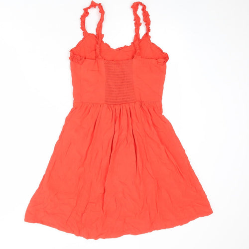 New Look Womens Red Viscose Slip Dress Size 8 V-Neck Pullover