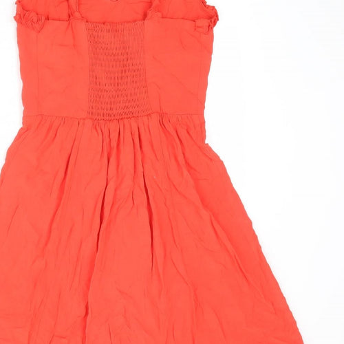 New Look Womens Red Viscose Slip Dress Size 8 V-Neck Pullover